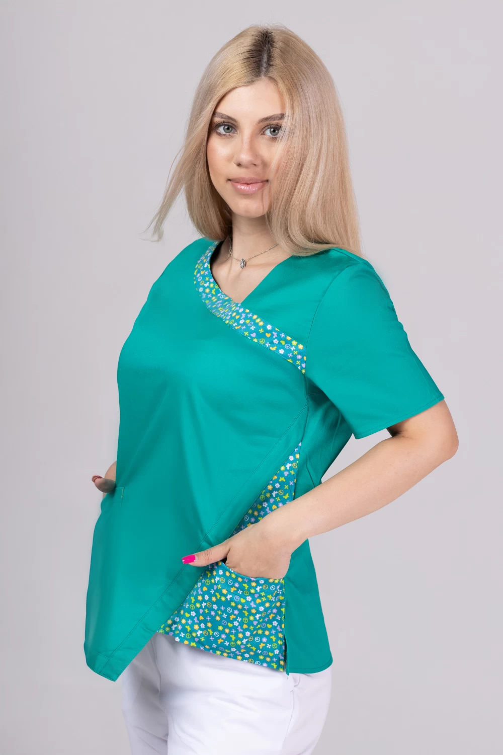TAG PREMIUM mintás női felső - Aquamarine Hippie Fashion Stretch - Image 4