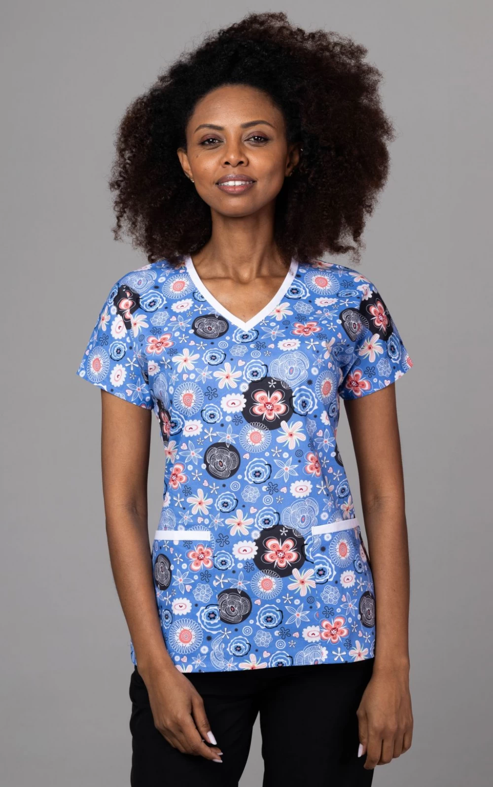 TAG PREMIUM mintás női felső - Blue Floral Magic - Image 3