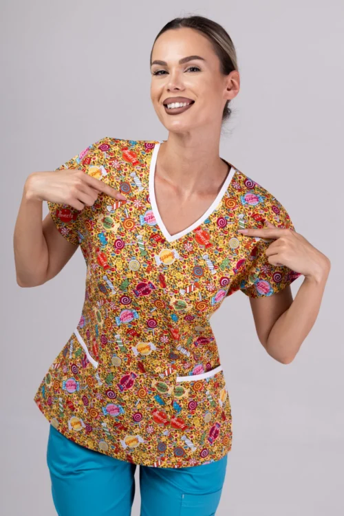 TAG PREMIUM mintás női felső – Neon Yellow Lollipop