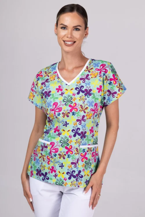 TAG PREMIUM mintás női felső – Pistachio Butterfly Blossom