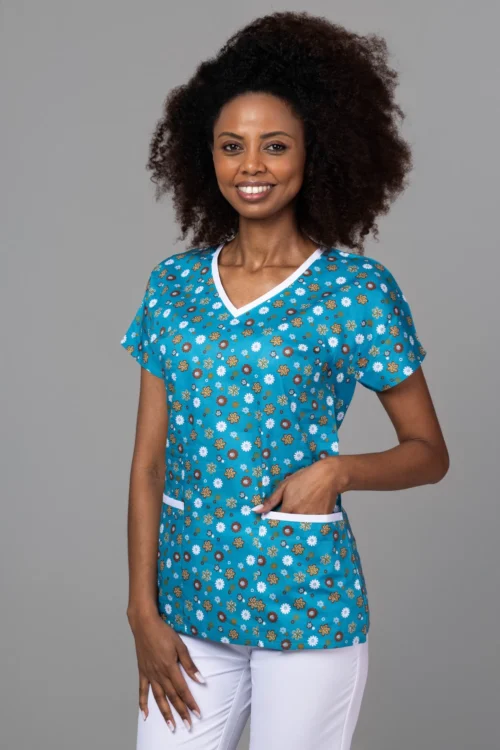 TAG PREMIUM mintás női felső – Turquoise Meadow