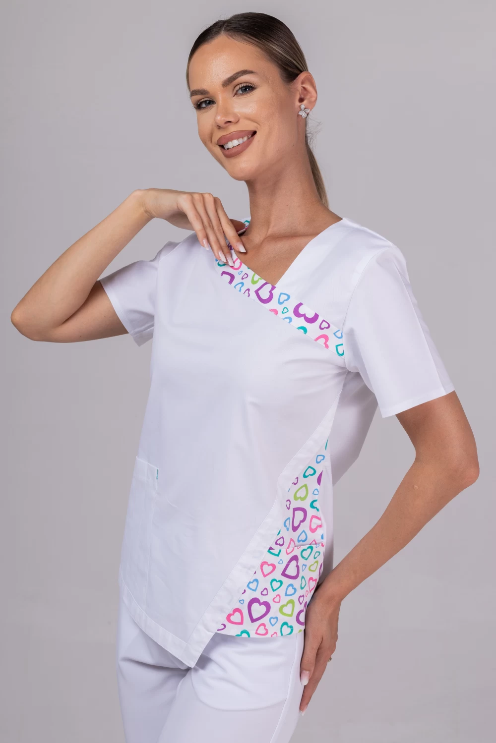 TAG PREMIUM mintás női felső - White Hearts Fashion Stretch - Image 2