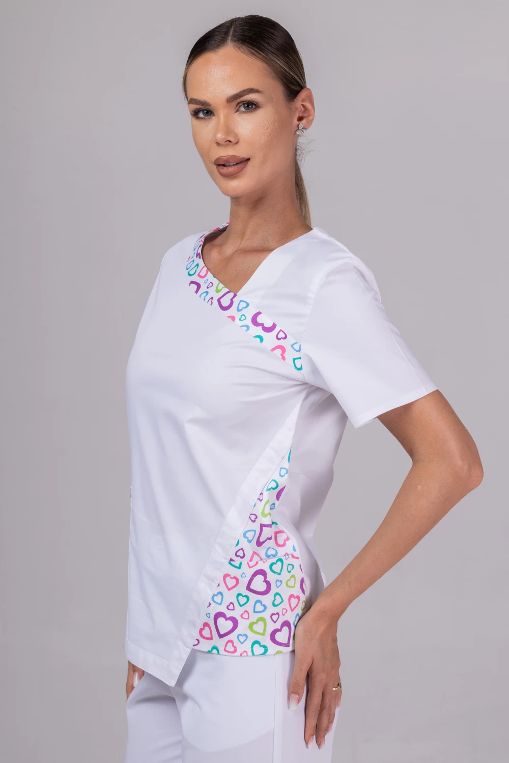 TAG PREMIUM mintás női felső - White Hearts Fashion Stretch - Image 3