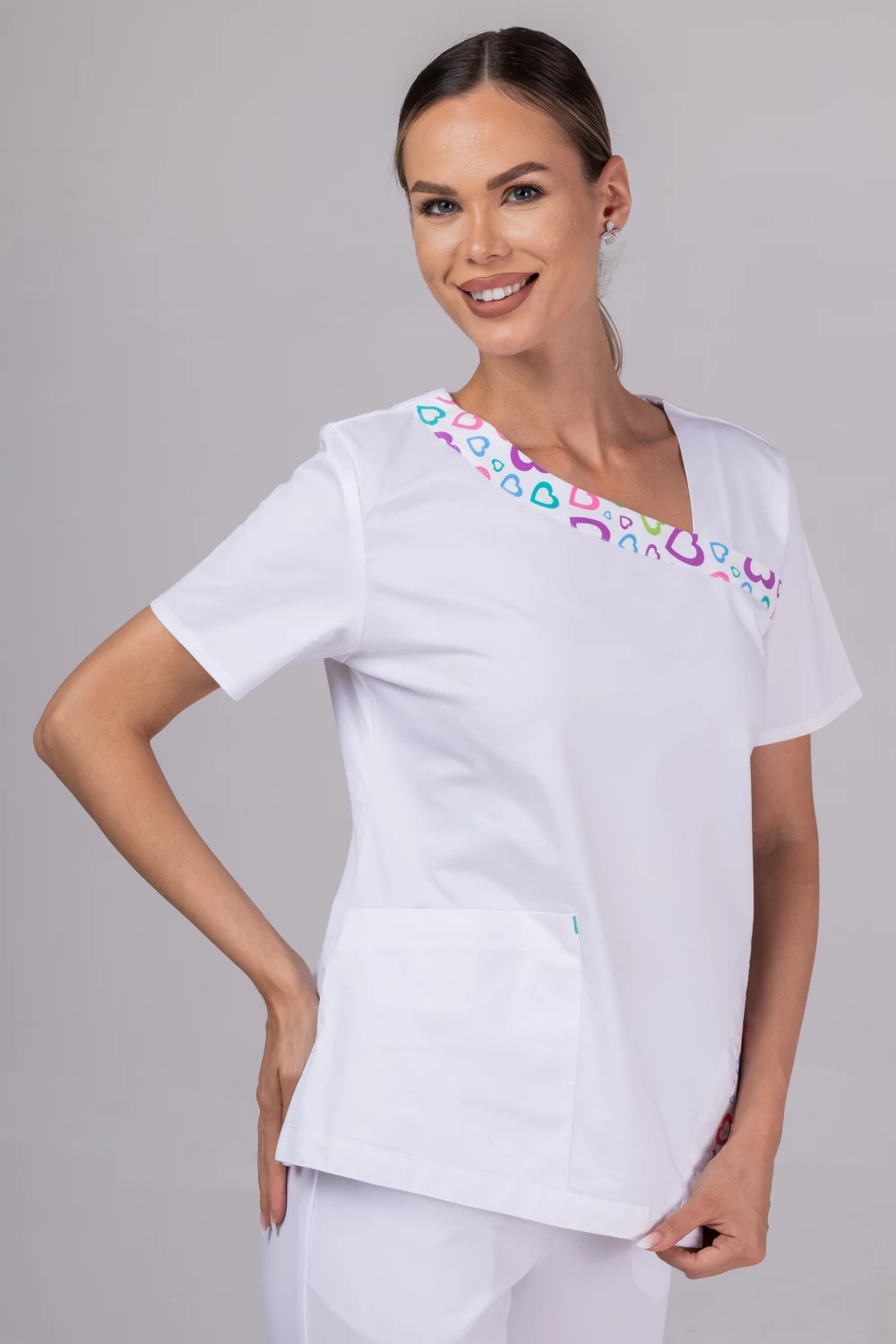 TAG PREMIUM mintás női felső - White Hearts Fashion Stretch - Image 4