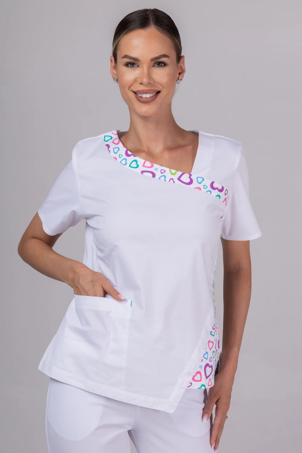 TAG PREMIUM mintás női felső - White Hearts Fashion Stretch - Image 5