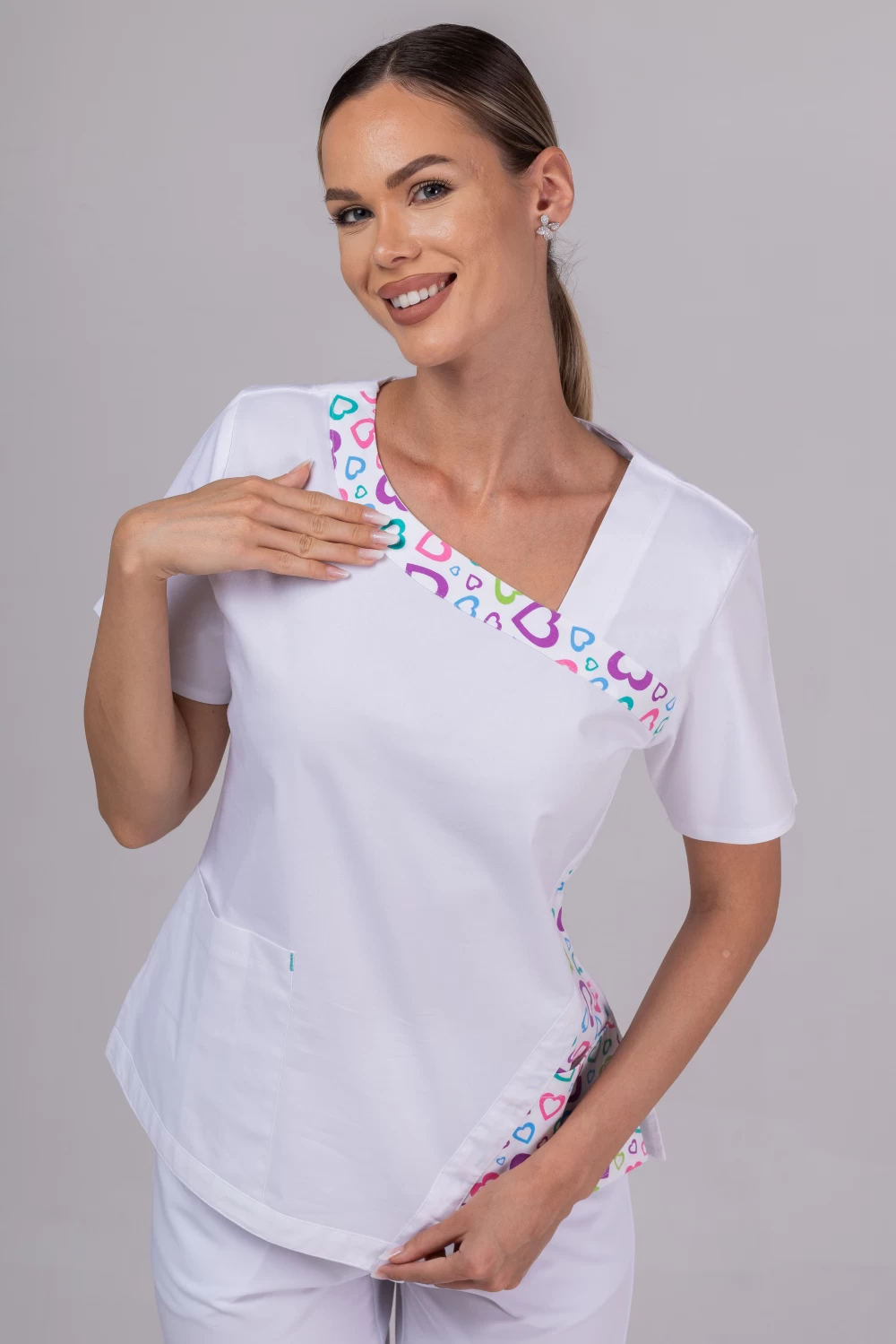 TAG PREMIUM mintás női felső - White Hearts Fashion Stretch