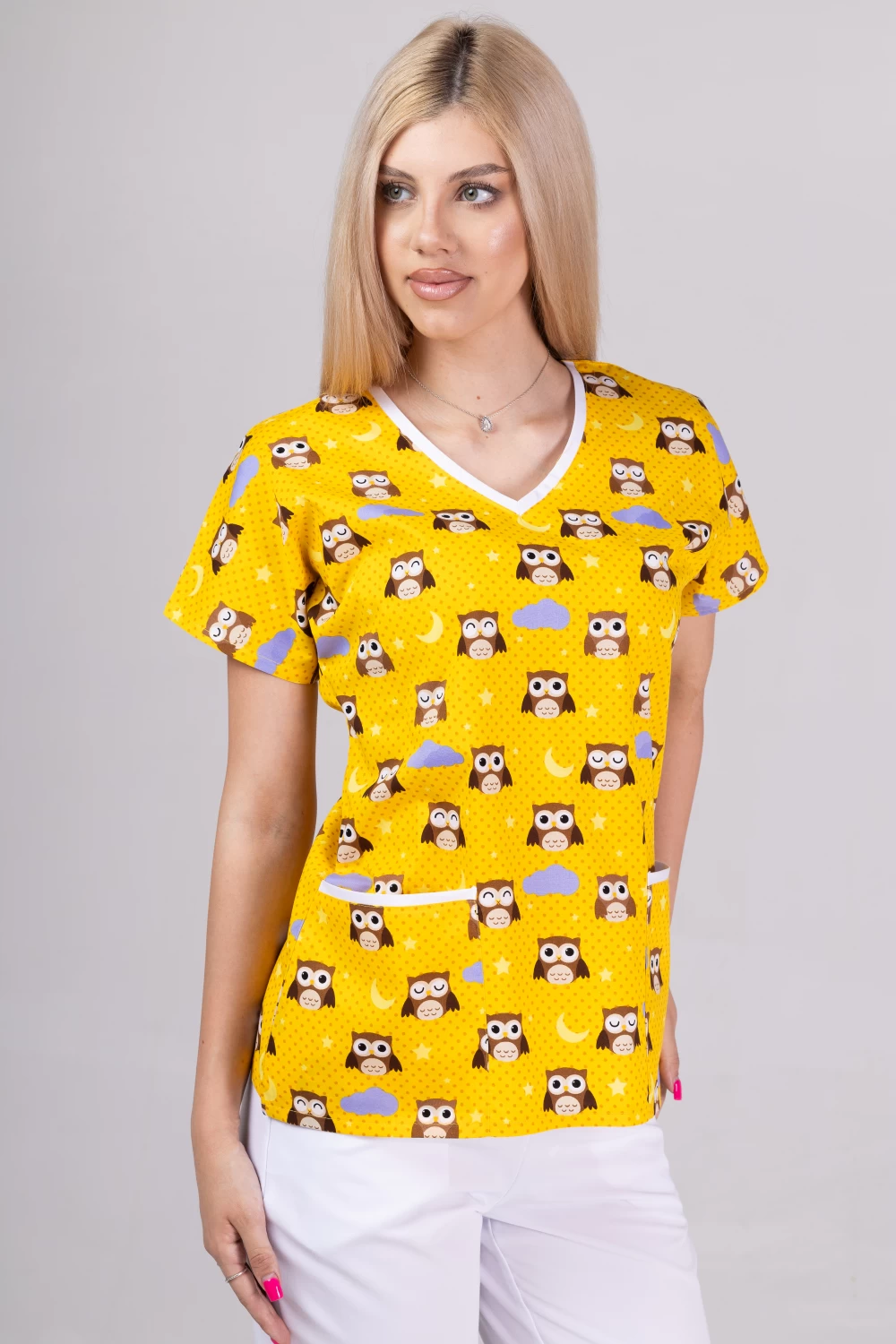 TAG PREMIUM mintás női felső - Yellow Owls - Image 2