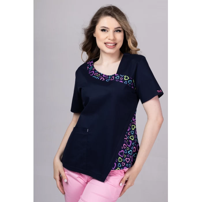 TAG PREMIUM mintás női felső - Blue Hearts Fashion Stretch