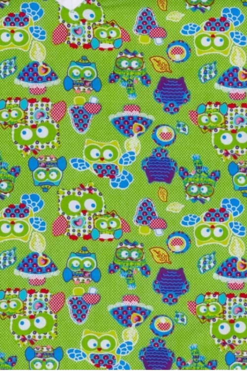 TAG mintás női orvosi sapka – Green Mushrooms and Owls