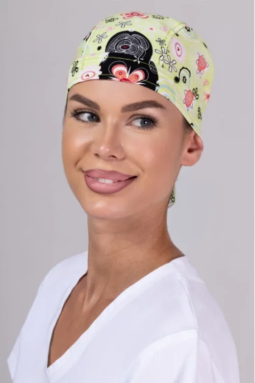 TAG mintás női orvosi sapka – Lime Floral Magic