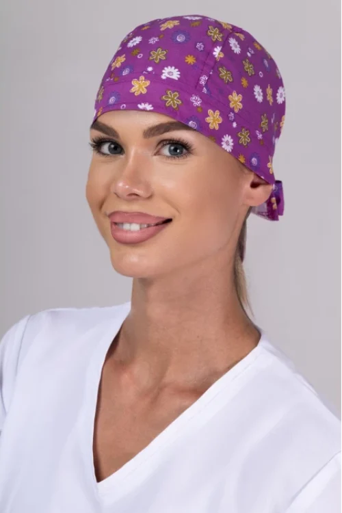 TAG mintás női orvosi sapka – Mauve Meadow
