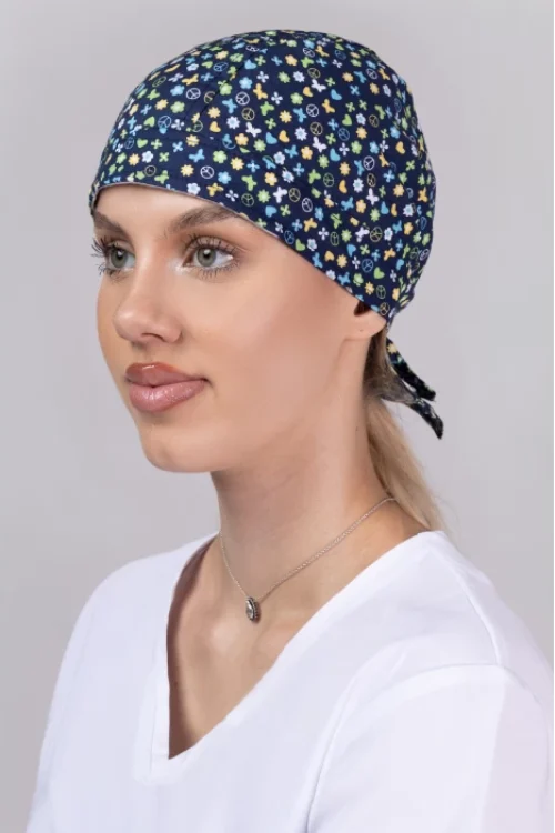 TAG mintás női orvosi sapka – Navy Hippie Butterflies